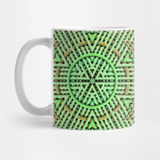 Weave Mandala Green and Orange Mug